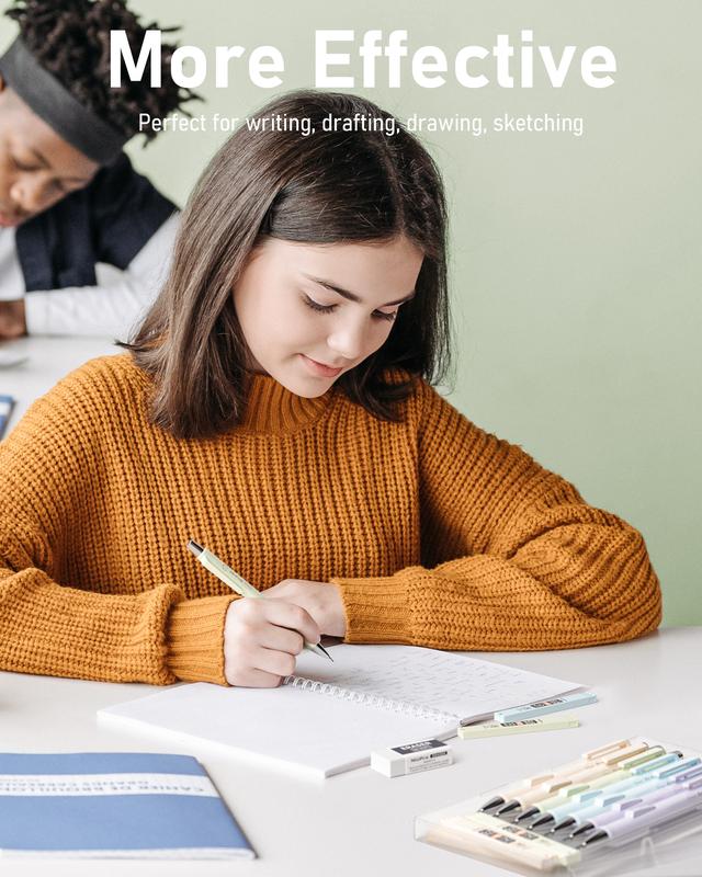 Nicpro 20Pack Pastel Mechanical Pencil Set, 8Pack Fast Click Aesthetic Lead Pencils 0.5 & 0.7 mm with HB Lead Refills, Erasers for Artist Drafting School Student Writing, Drawing, Sketching -with Case