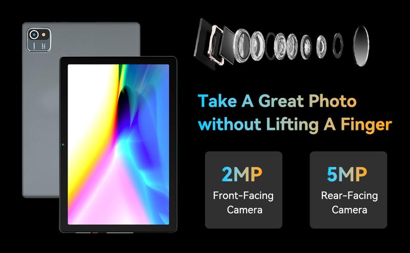 AEEZO 10.1inch Android 14 Tablet 8GB RAM+64GB ROM (Expandable up to 1TB), WiFi , Fast Charging, 5MP+8MP Dual Camera, Wi-Fi, Widevine L1 Support, fathersdaygift/ Good Gift for Family and Friends