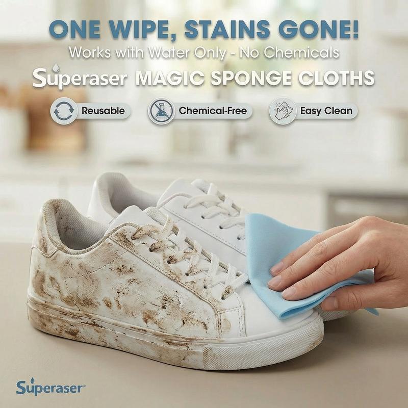 Superaser Magic Cleaning Sponge Cloth All Purpose for Home Cleaning Chemical Free Magic Sponge Water Only Cleaning for Kitchen Shoes Wall