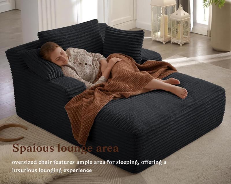 【New Year Special Discount】 Niccae 50" Chaise Lounge Indoor Corduroy Upholstered Plush Sofa Bed with 3 Throw Pillows Armrests No Assembly Required for Living Room Apartment , living room furniture