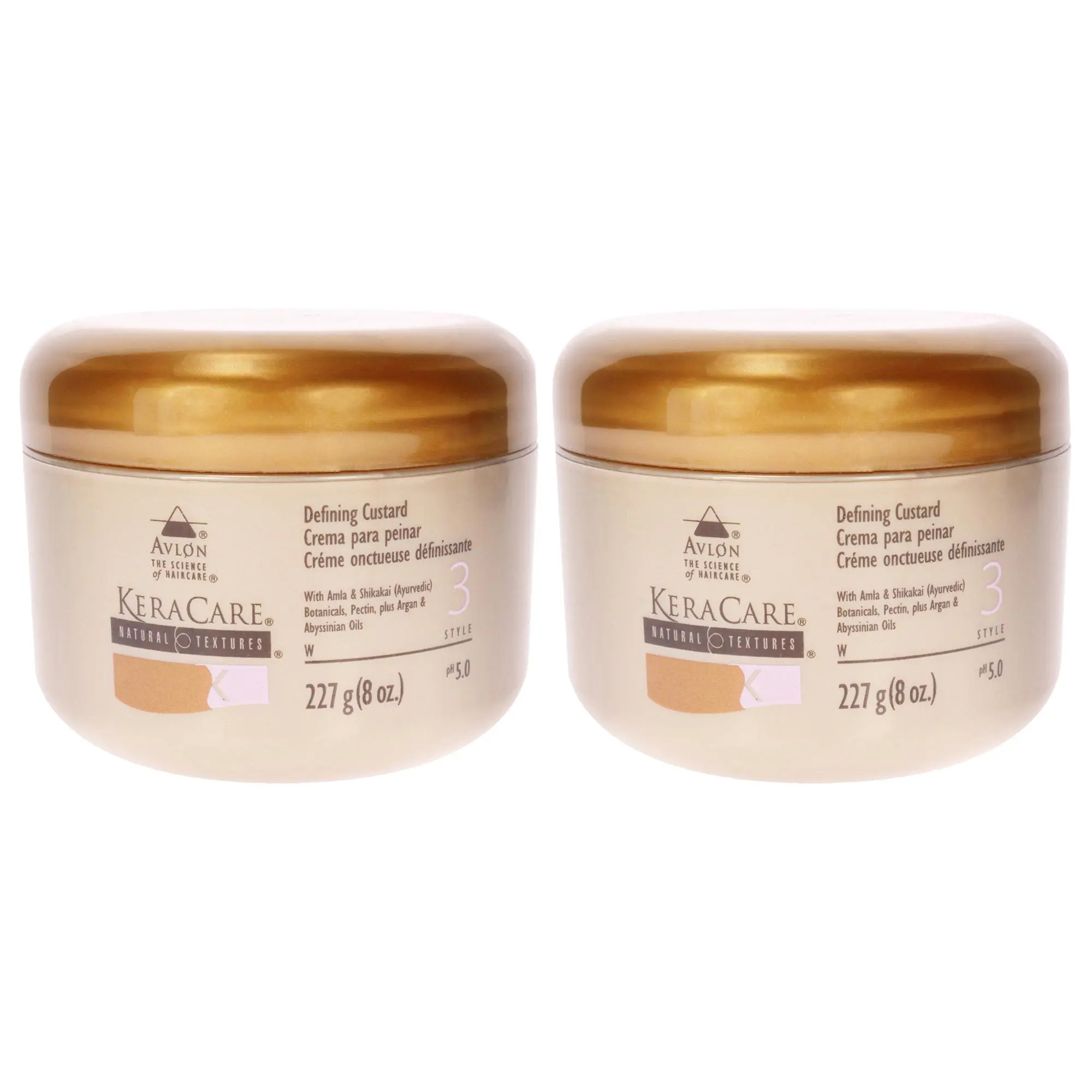 Avlon KeraCare Natural Defining Custard Cream - Unisex Haircare Styling Aid, Daily Use, Defines Hair, 8oz Cream (Pack of 2)