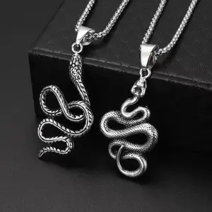 European and American Cross-Border Fashion Snake Pendant Necklace for Men Women Stainless Steel Jewelry