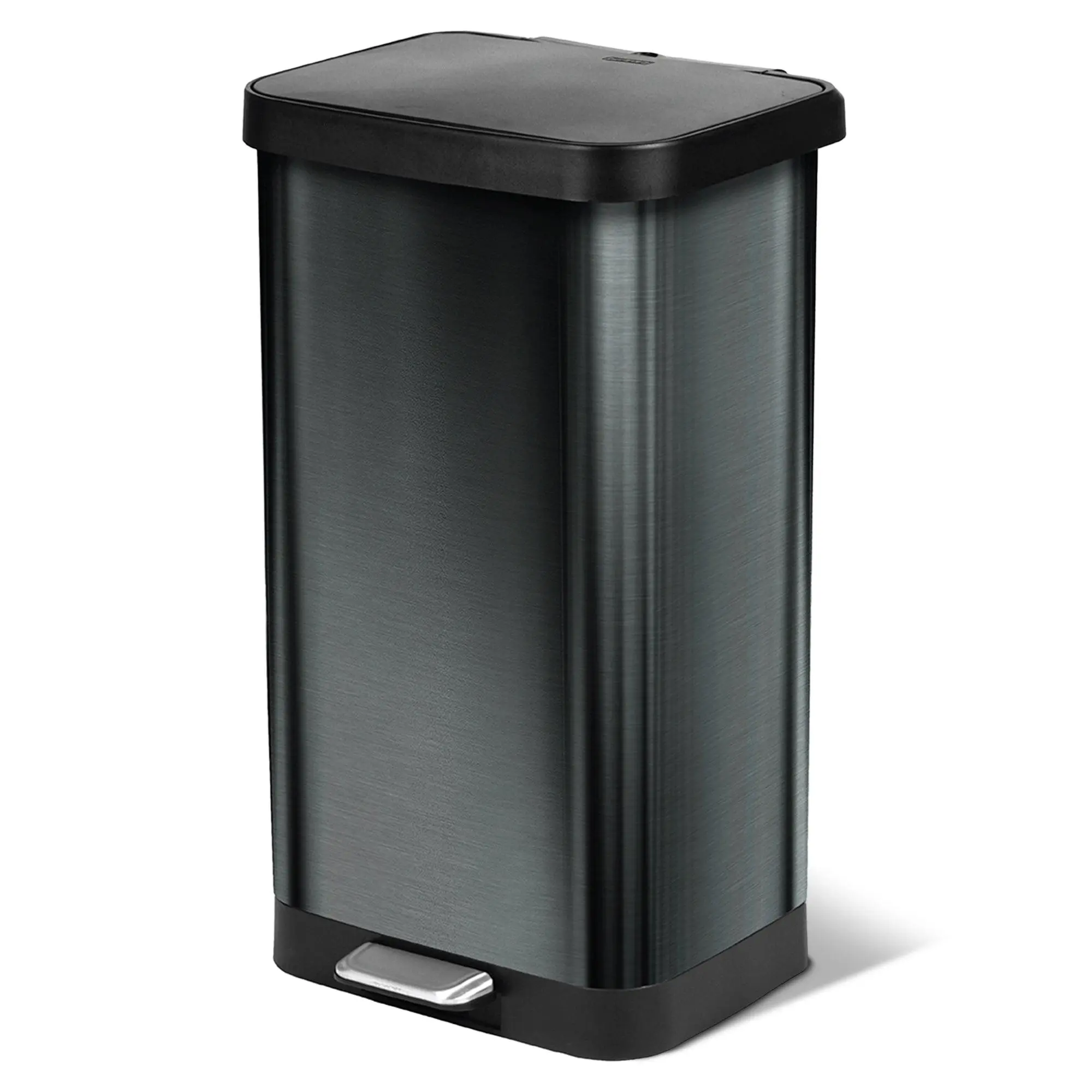 Glad Step Trash Can, Soft Close Lid Bin with Odor Protection, 20 Gallon, Pewter