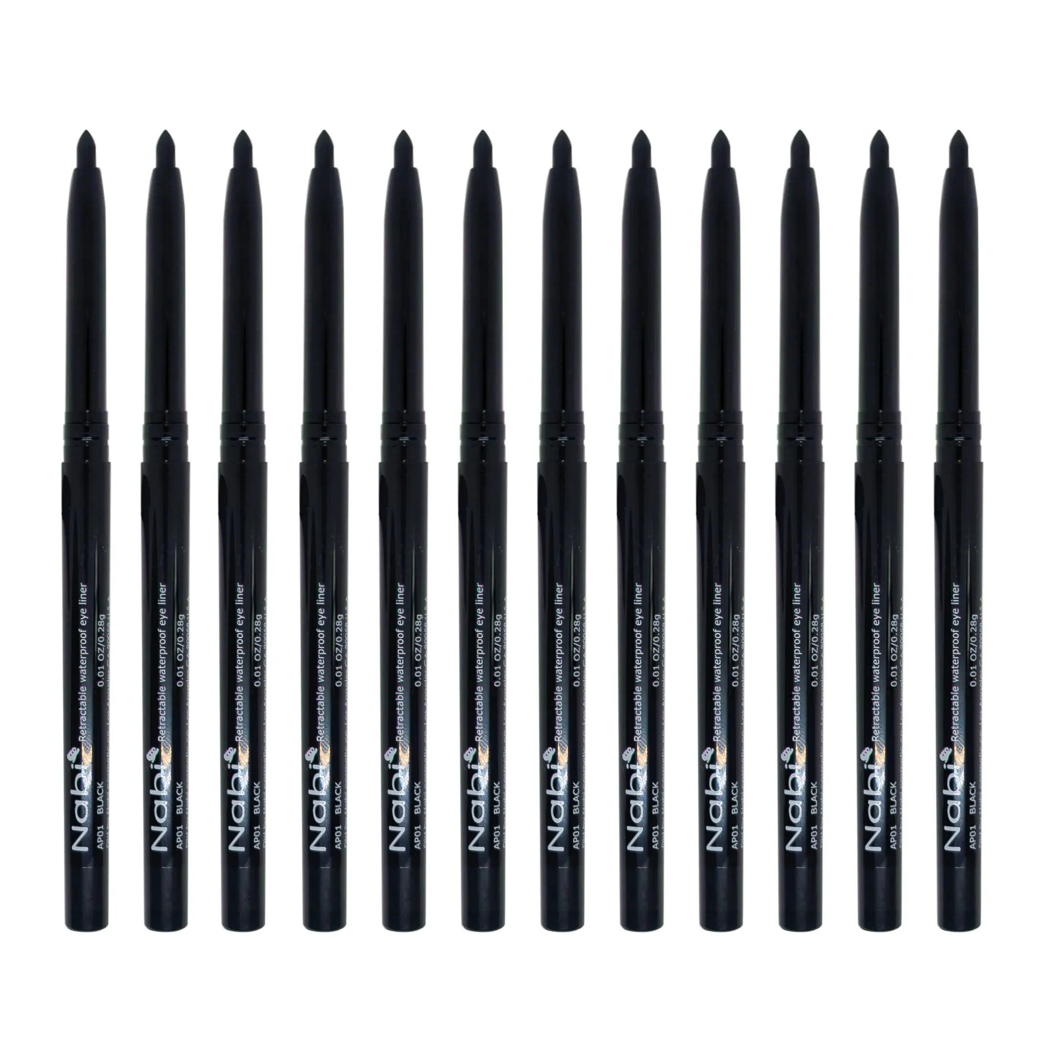 Black Retractable Nabi Waterproof Eyeliner Pencils (12 pcs)