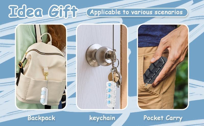 4 Pack Mechanical Keyboard Keychain Decorations with LED Glowing Lights, Stress Relief Fingertip Clicker with Transparent Crystal Keycaps, Fingertip Fidget Toys and Fun Pendant for Boys, Girls and Adults, New Year's Day Gifts, Valentine's Day Gifts