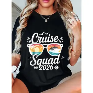 100% Cotton Funny Cruise Squad 2026 Summer Vacation Matching Family T-Shirt