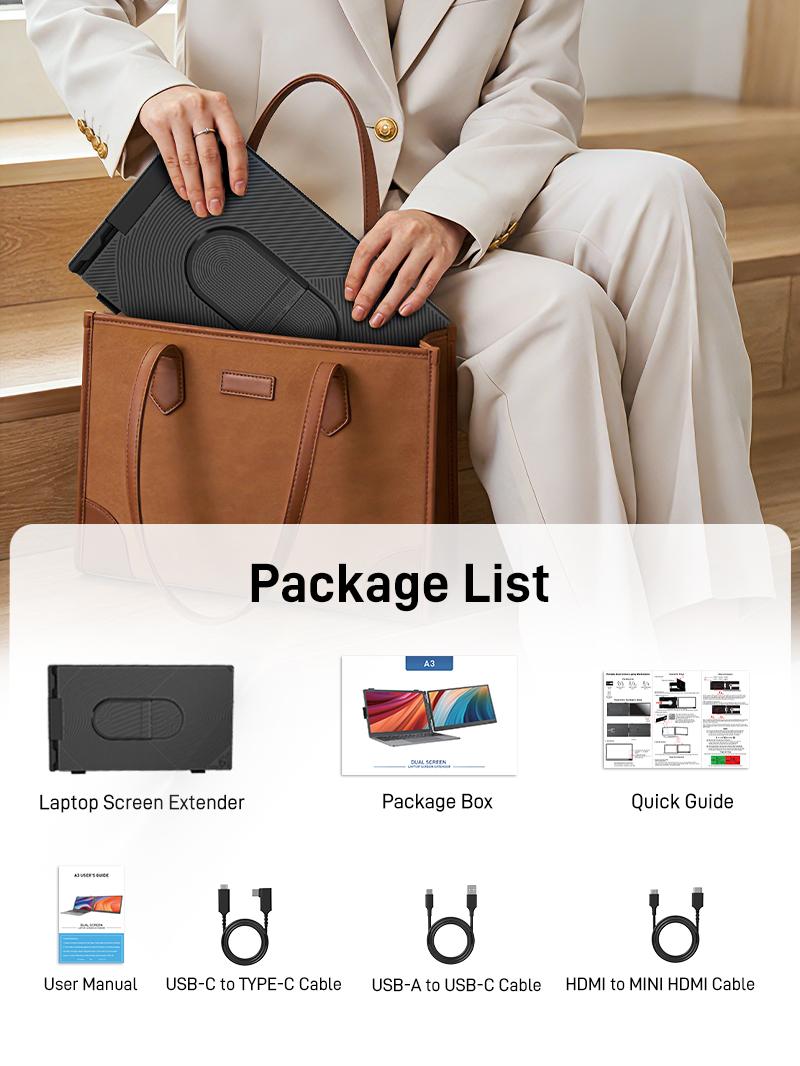 【TikTokShopSpringGlowUp】Cevaton Laptop Screen Extender 1.87lbs Ultra-Portable & Ultra Slim, 14" FHD 1080P Single Portable Monitor for 13.3"-17.3" Laptop, Plug & Play Travel Monitor Extender Compatible with Wins/Mac/Chrome/Android