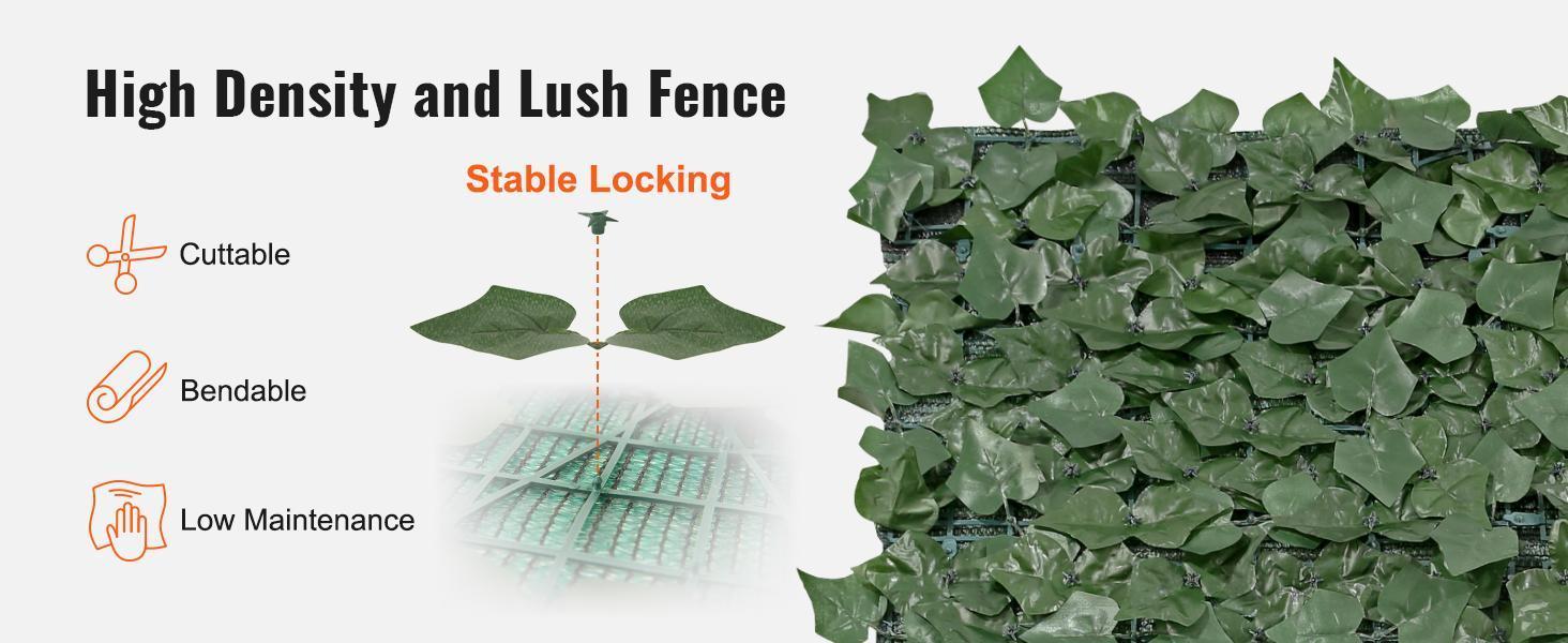 VEVOR Ivy Privacy Fence, 59 x 158in Artificial Green Wall Screen, Greenery Ivy Fence w/ Mesh Cloth Backing and Strengthened Joint, Faux Hedges Vine Leaf Decoration for Outdoor Garden, Yard, Balcony