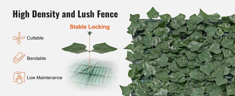 VEVOR Ivy Privacy Fence, 59 x 158in Artificial Green Wall Screen, Greenery Ivy Fence w/ Mesh Cloth Backing and Strengthened Joint, Faux Hedges Vine Leaf Decoration for Outdoor Garden, Yard, Balcony