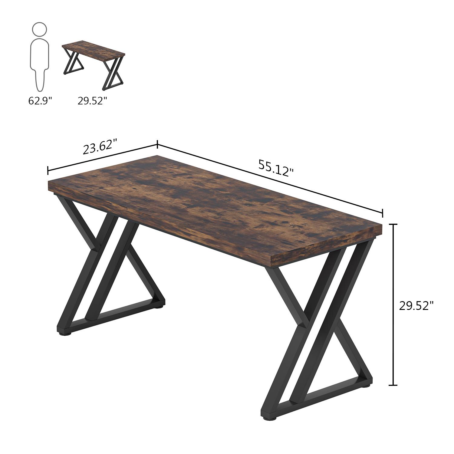 Tribesigns 55" Heavy Duty Computer Desk, Rustic Brown Office Desk with Large Tabletop for Home Office Study Room Living Room
