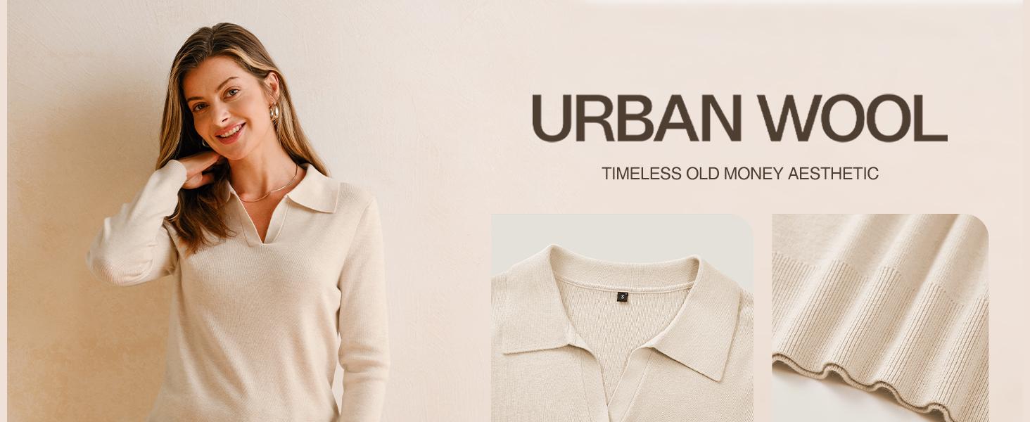 Arach&Cloz Women’s Wool Blend Polo Shirts Spring Sweaters Business Casual Outfits 2026