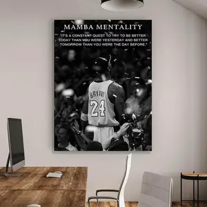Mamba Mentality Poster, Kobe Bryant Motivational Art Prints, Home Decor