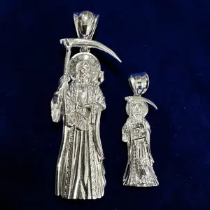 925 Sterling Silver Santa Muerte 3D Pendant