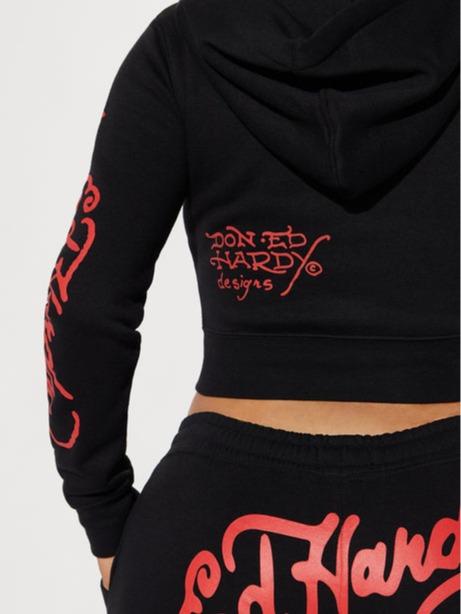 Ed Hardy NYC Zip Front Hoodie - Black