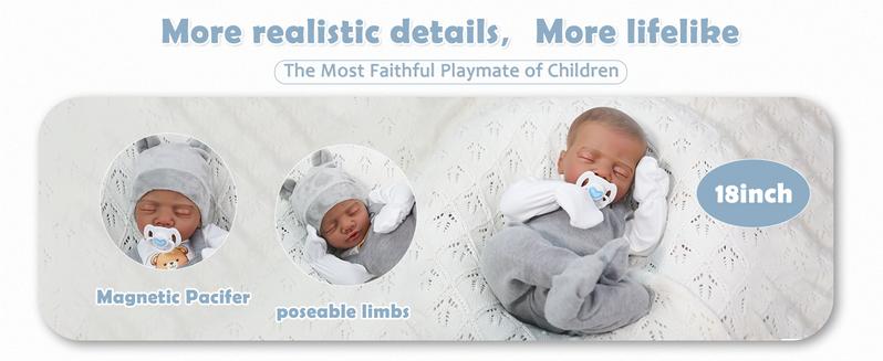 [WOOROY] Reborn Baby Doll New Released - 18 In Real Life Baby Doll African American Black and Brown Skin Boy Doll, Lifelike Newborn Baby Doll Poseable Soft Cloth Body, Gift Set with Accessories for Kids Aged 3+