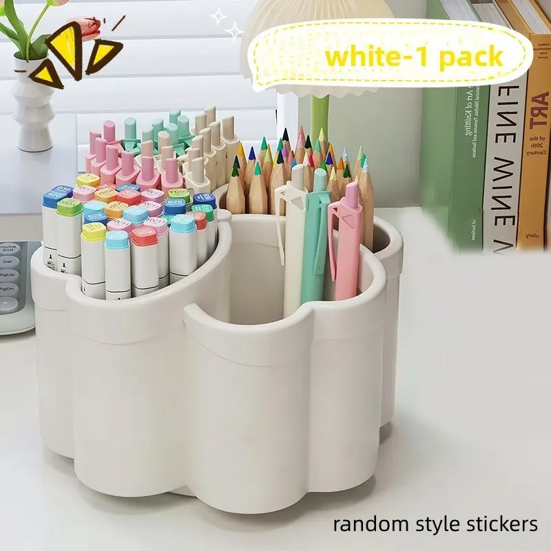 New Thick Rotating Desktop Storage Box with 360° Rotation, 4 Large Capacity Spaces, Desk Organizers with Compartments, Office Supplies, Desk Accessories, Makeup Brushes, School Essentials, Multifunctional Stationery, Stationery Storage Organizer
