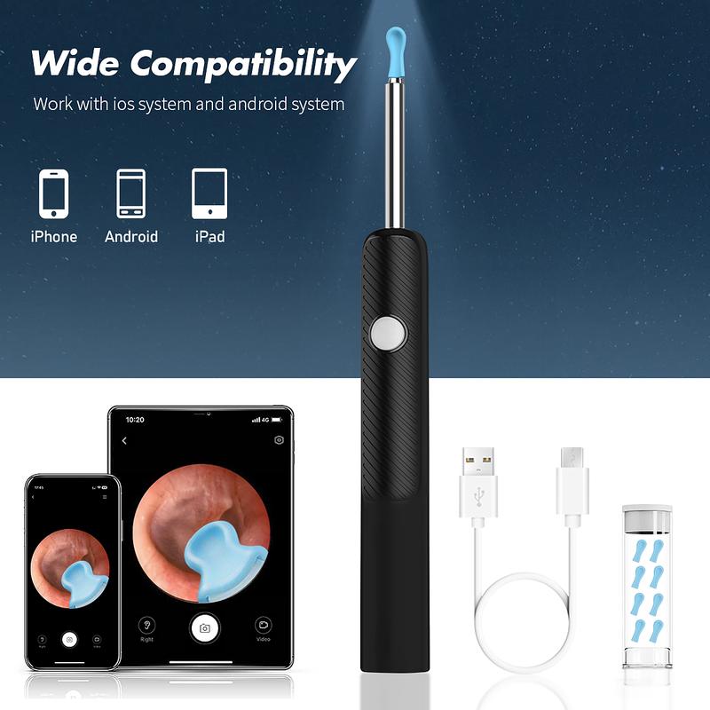 Wax Removal Kit Ear Cleaner with Camera Ear Scope Tweezers Visual Otoscope for Ear Nose Throat Examination Tool Family Use
