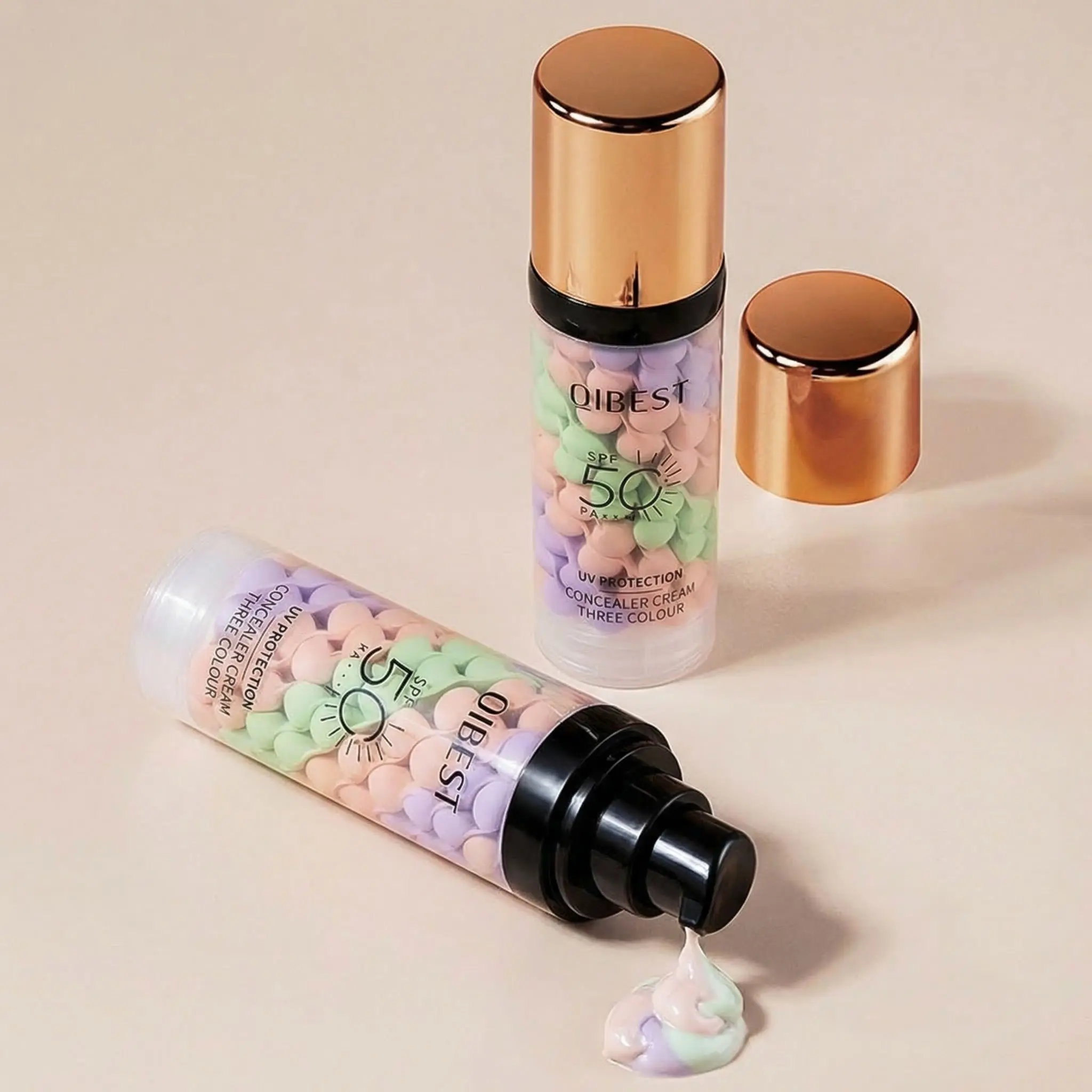 3-Color Waterproof Sweatproof Concealer & Foundation - Natural-Looking, Lightweight Silky Texture, Blendable Long-Lasting, Buildable Makeup Coverage, All Skin Types, Beauty Cosmetic Accessory