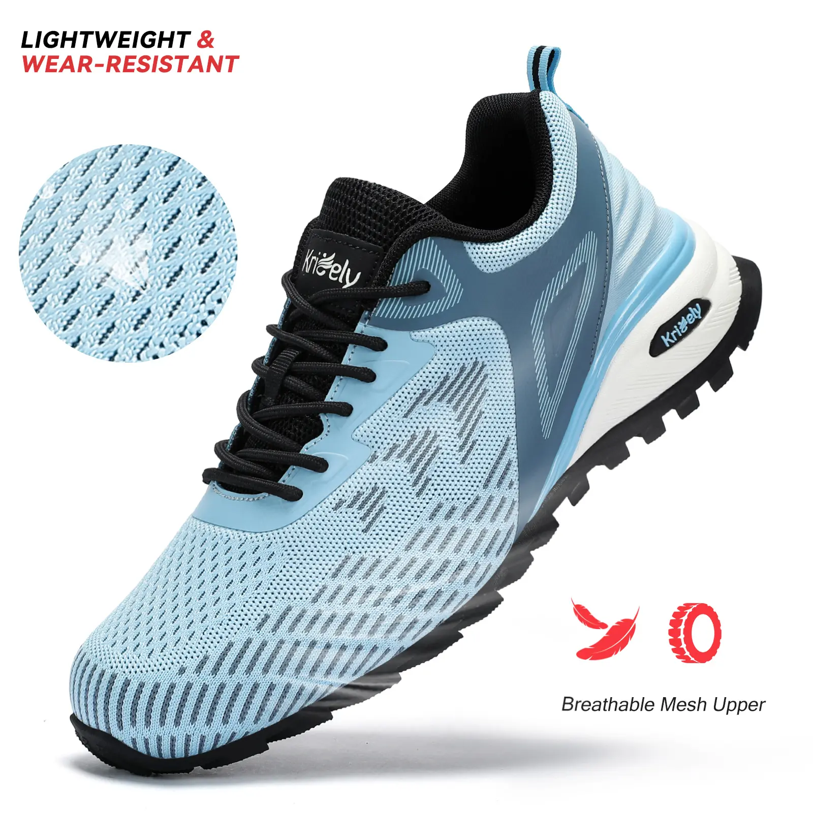 KRICELY Men's Round Toe Lace-Up Low-Cut Multi-Sport Trainers - Breathable, Antislip Footing, Grippy, Running Sneakers Shoes, Sporty Running Shoes for Casual Wear, Trail Running, Outdoor Activities