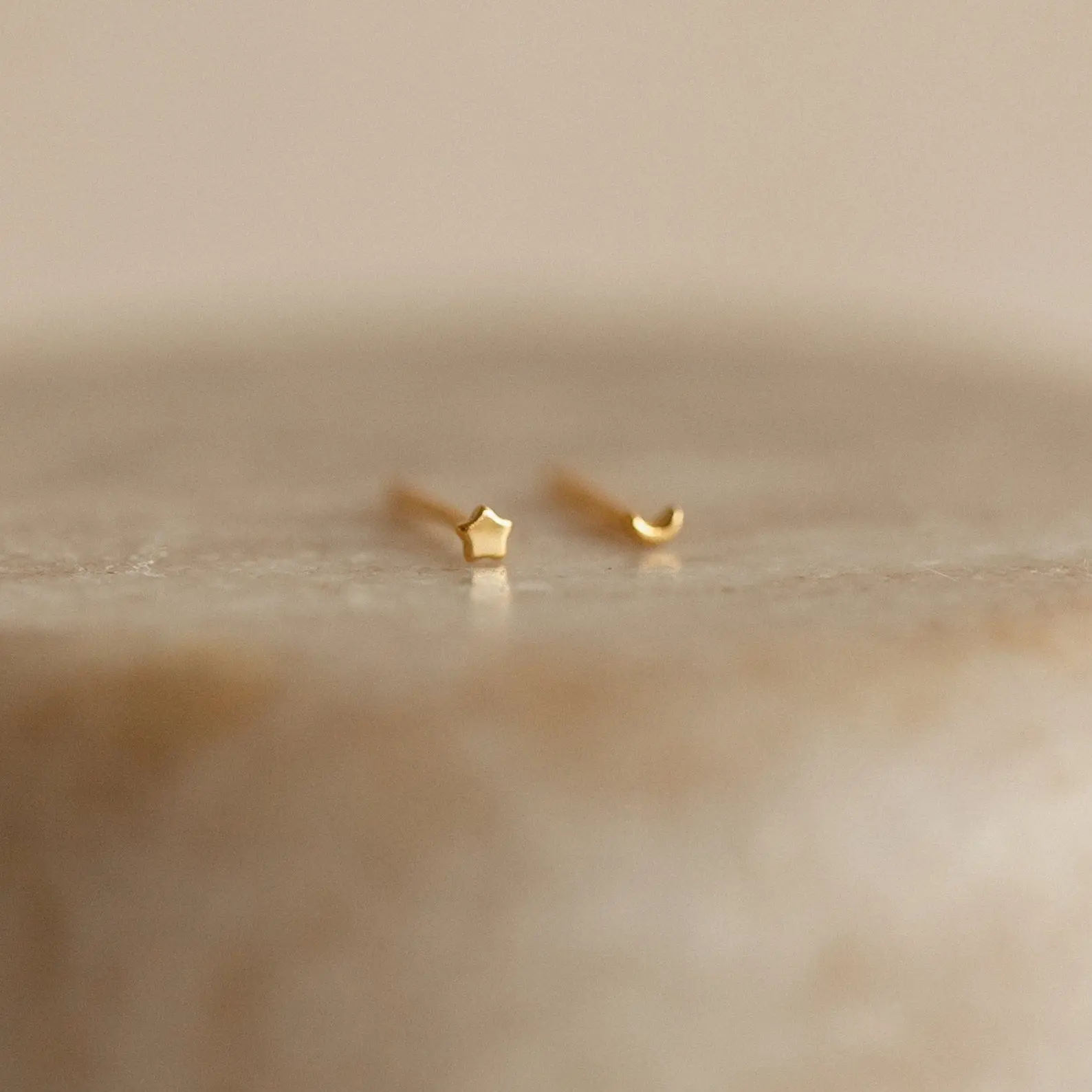 Tiny Moon & Star Studs by Caitlyn Minimalist - Dainty Celestial Stud Earrings - Cute Cartilage Earrings - Summer Jewelry - Birthday Gift