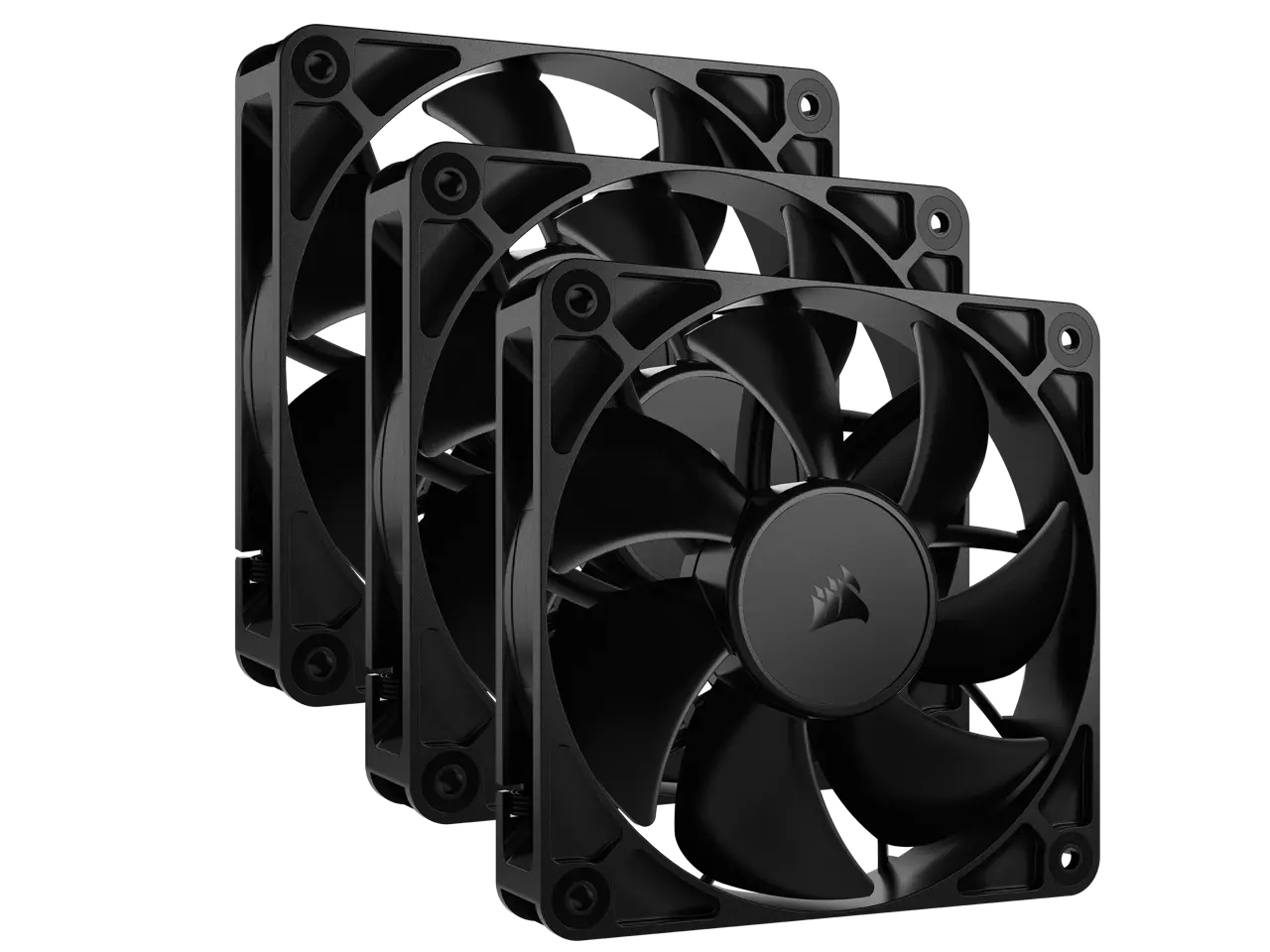 CORSAIR RS120 PWM 120mm Fans Triple Pack - Simplified Control - Daisy-Chain 4-Pin PWM Connection - Concentrated AirGuide Cooling - Magnetic Dome Bearing
