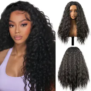 Deep Wave Half Wig 20 Inch Synthetic Half Wig Drawstring Glueless Wear and Go Half Wigs for Women 3 In 1 Seamles Flip Over Beginner Friendly