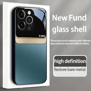 Glass Phone Case for iPhone 17 16,15,14,13,12,11 Plus Pro Max,Simplicity pattern,shockproof phone case