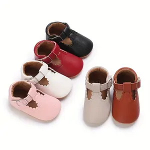 Girls Baby Solid Color Mary Shoes Girls, Lightweight Non Soft Flat Sole Crib Shoes Party Home