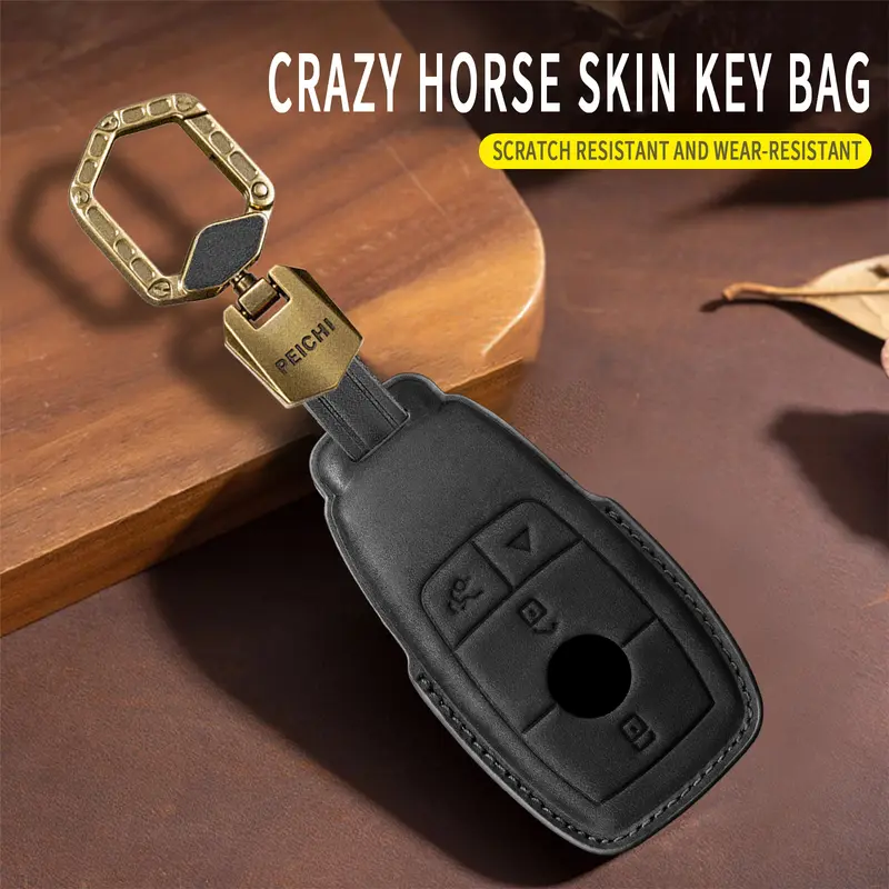 Key Fob Cover Compatible for 2017-2023 E Class 2019-2023 A Class S G CLA CLS CLK GLC AMG Full Protection Key Case Shell Remote Key