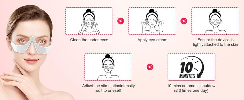 Red Light Therapy Device for Under Eye, Microcurrent Eye face led red light Beauty Device under Eye Massager Eyes Bag Remover for Reduce Dark Circles Puffiness Wrinkles Relax Eye Strain, 660nm Red Light-Therapy Device for Eyes Bag Facial Clear