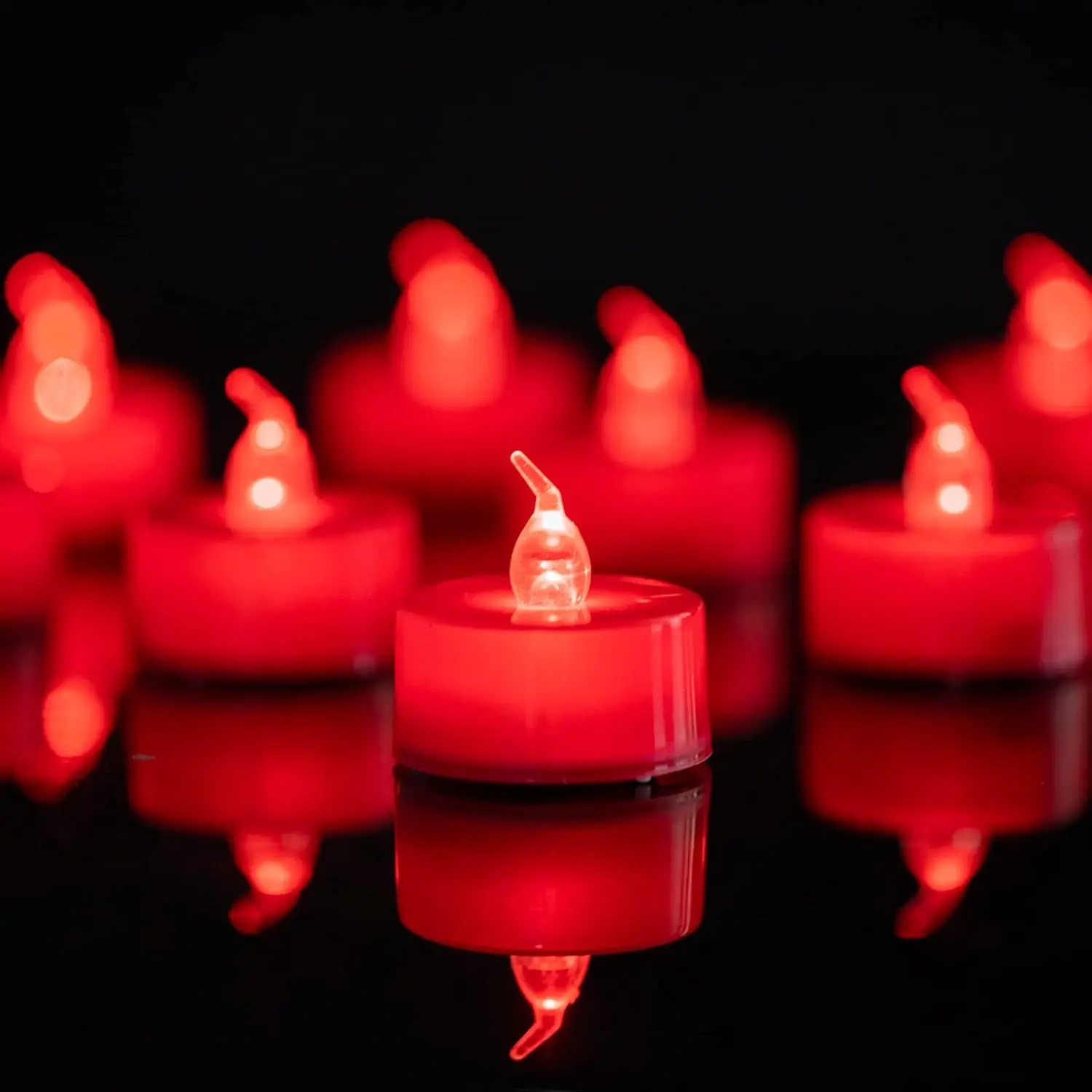 24 Pack LED  Lights Candles, Flickering Red Flameless Tealights, Long Lasting  Operated  Candles, Decoration for Wedding, Halloween and Christmas (Red - 24 count)