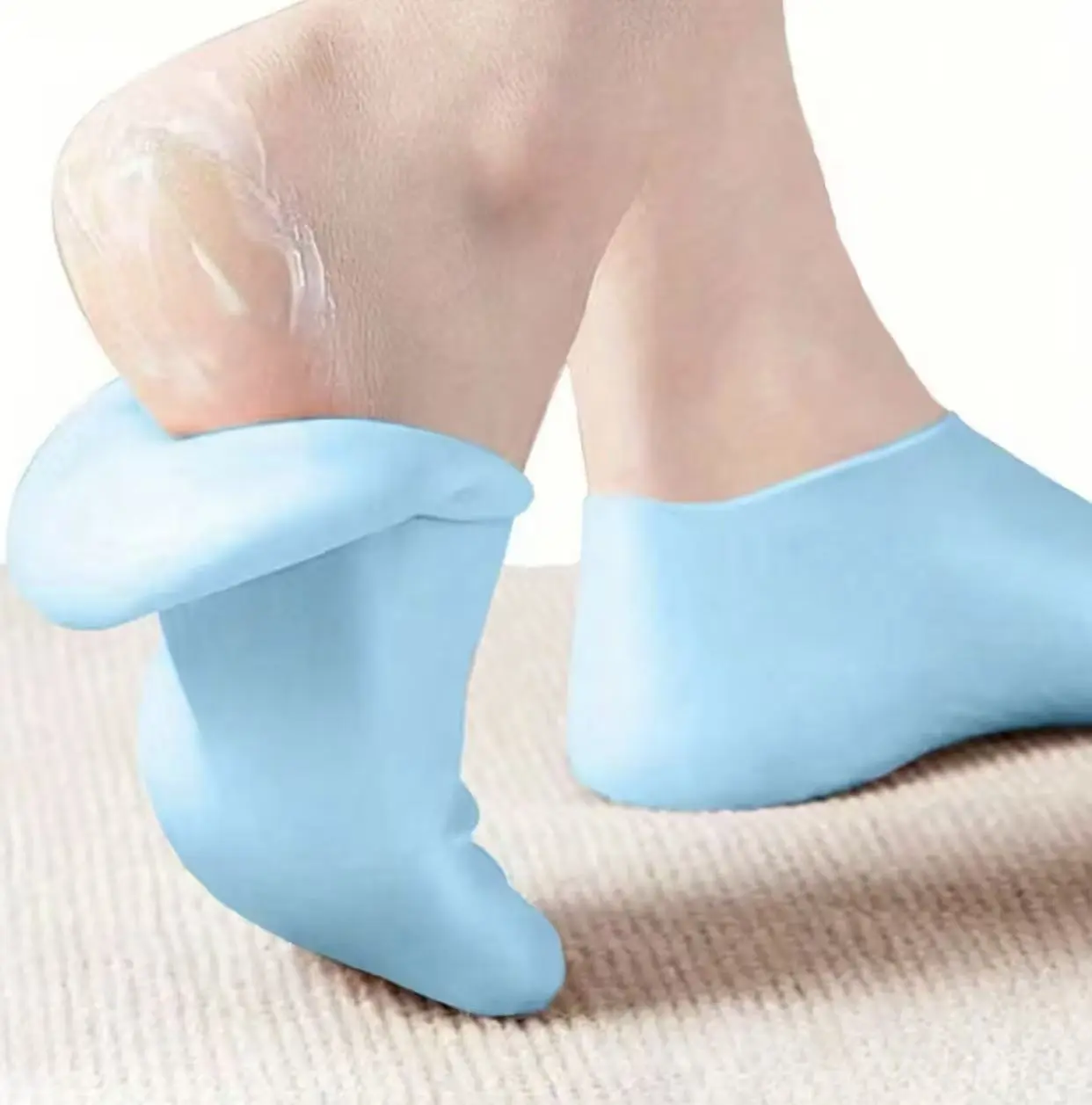 1 Pair Silicone Gel Moisturizing Socks - Reusable Waterproof Heel Protector, Foot Care Treatment for Dry Cracked Heels (Home & Bathroom Supplies), Moisturize