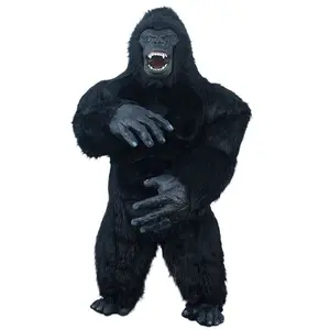 Realistic Black Inflatable Gorilla Costume | Adult Full-Body Giant Mascot Set, Perfect for Pranks, Halloween, Carnival Events, and Parties — Realistic Plush Suit