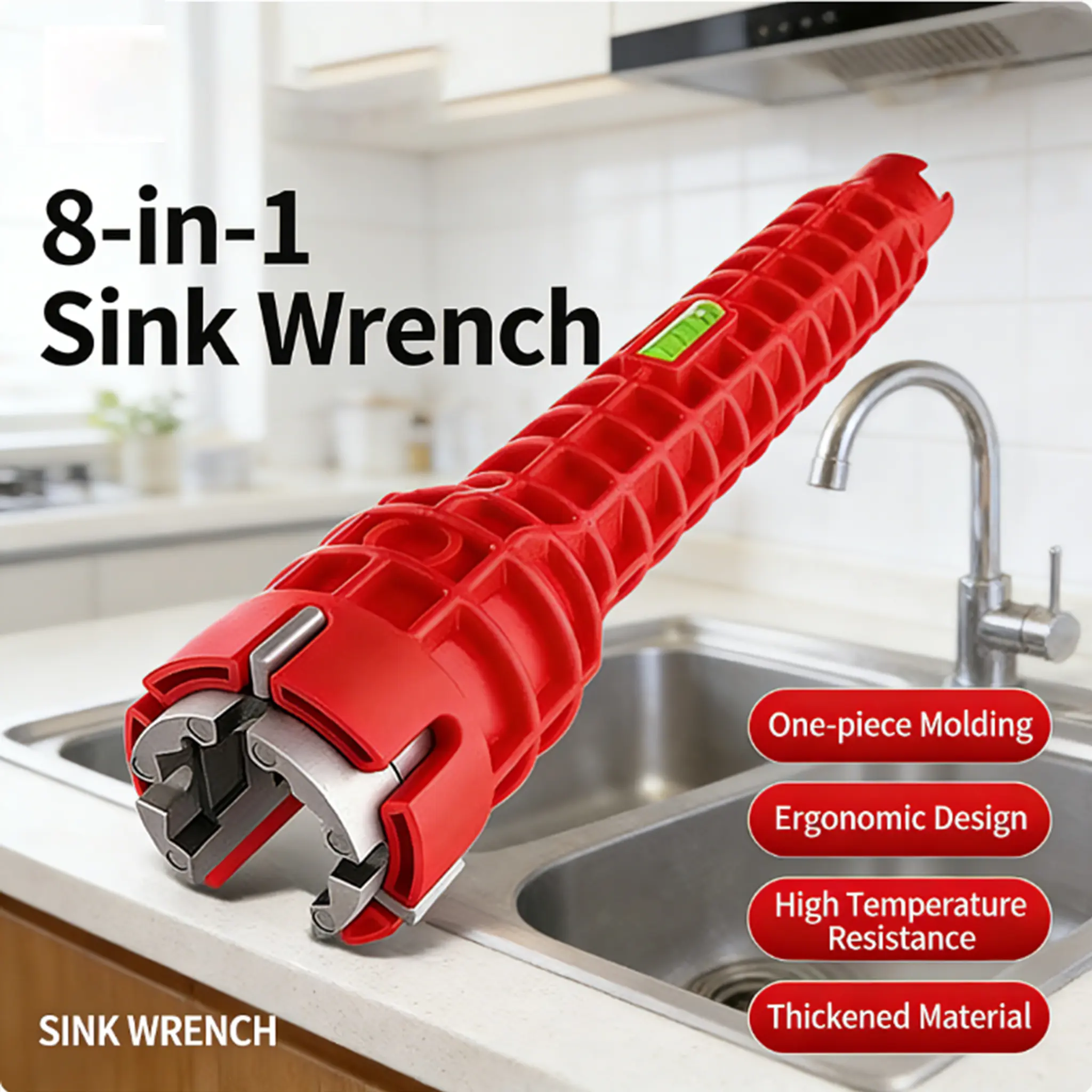 8 in-1 Multifunctional Sink and Faucet Installer Wrench - Plumbing Tool for Bathroom/Kitchen Toilet Pipe Repair