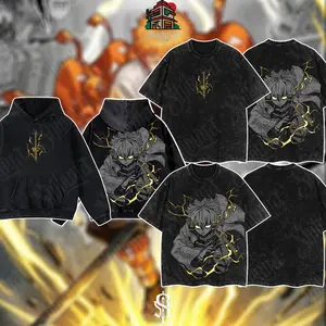 [Shibuya] Limited Edition Zenitsu Agatsuma - Demon Slayer Anime Double Printed Oversize Lightweight Acid Washed Tee, Gift For Anime Lover