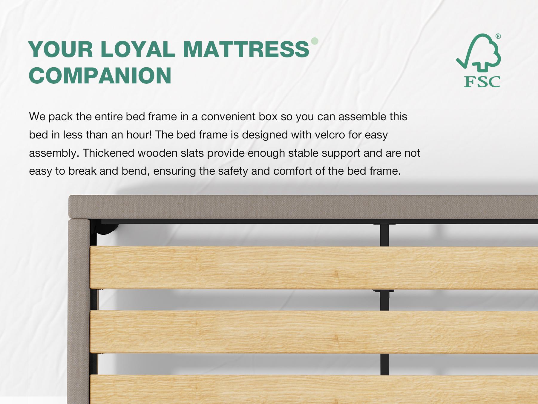 Bed Frame Upholstered Platform Full/Queen/King Bed Frame with Adjustable Headboard, Strong Weight Capacity, No Box Spring Needed, Easy Assembly