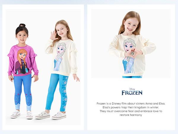 Disney Frozen Princess Girls 2-Piece Outfit Set Long Sleeve Sweatshirt & Leggings Fall Winter Kids Clothing Soft & Versatile