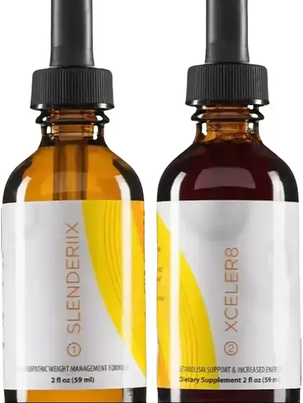 Slenderiiz Drops – Slenderiix & Xceler8  Support System, Control & Metabolism Support Drops, Homeopathic, Vegan, Non-GMO, Gluten-Free