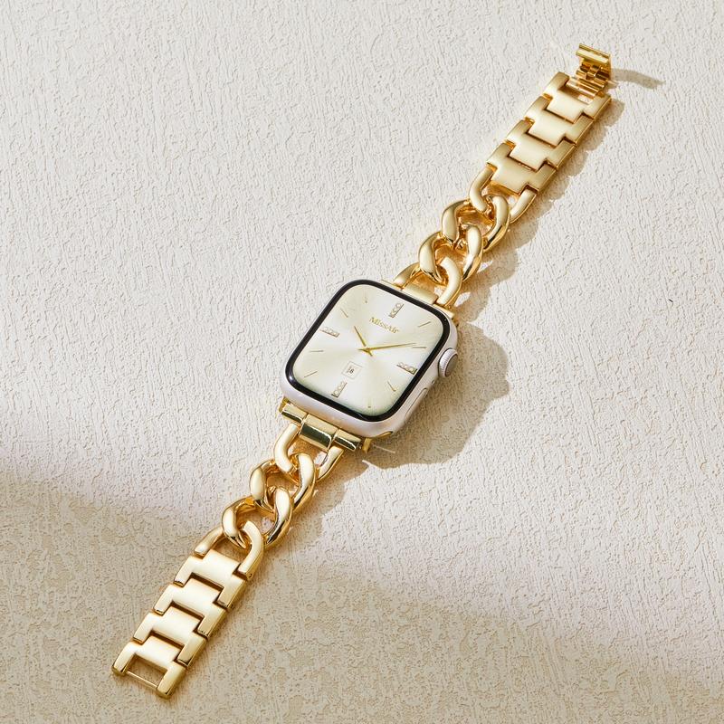 MISSAIR Luxury 14k Gold Plated Chain Bracelet Band Compatible with Apple Watch Series 11-1, SE, Ultra – Adjustable Strap for Women, Fits 38-49mm
