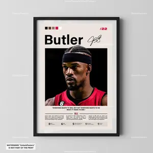 [Sale Up To 40%] [Unframe] Jimmy Butler Miami Basketball Poster, Professional Miami Basketball Athlete Portrait, Basketball Star Illustration, Miami Basketball Decor, Modern Sports Wall Art Print