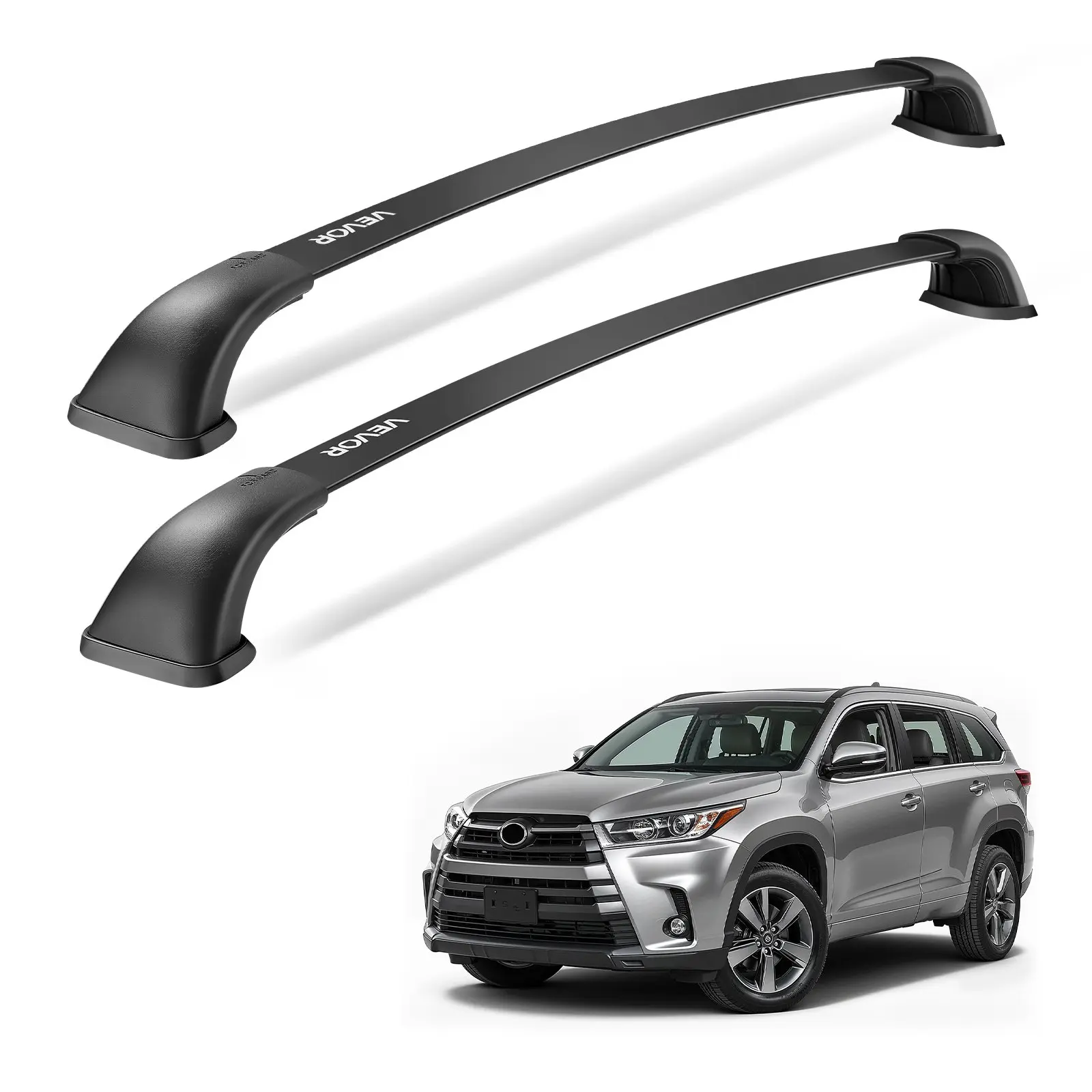 【Summerfinds】VEVOR Cross Bars Roof Racks, 165lbs Capacity, Compatible with Toyota Highlander 2014-2019 XLE, Limited, SE with Flush Roof Rails, Heavy Duty Aluminum Crossbar Racks Roof Rail Rooftop Luggage Canoe