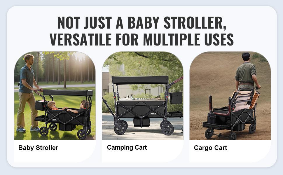 VEVOR Wagon Stroller for 2 Kids, TikTokShopBlackFriday, Push Pull Quad Collapsible Stroller with Adjustable Handle, Encircling Harness Removable Canopy, 4 Wheels with Brakes, Mutifunction Tandem Stroller for Camping VEVOR Wagon Stroller for 2 Kids, TikTokShopBlackFriday, Push Pull Quad Collapsible Stroller with Adjustable Handle, Encircling Harness Removable Canopy, 4 Wheels with Brakes, Mutifunction Tandem Stroller for Camping