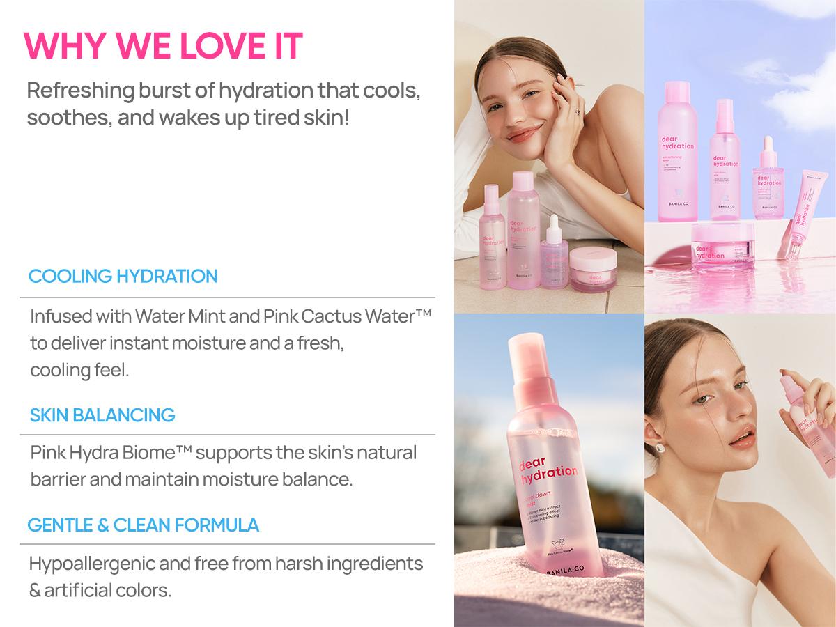 Dear Hydration Cool Down Mist - 100g, Korean Skincare for Moisture & Radiant Glow, Pink Cactus Water & Antioxidants - Moisturizer Oil Yeast