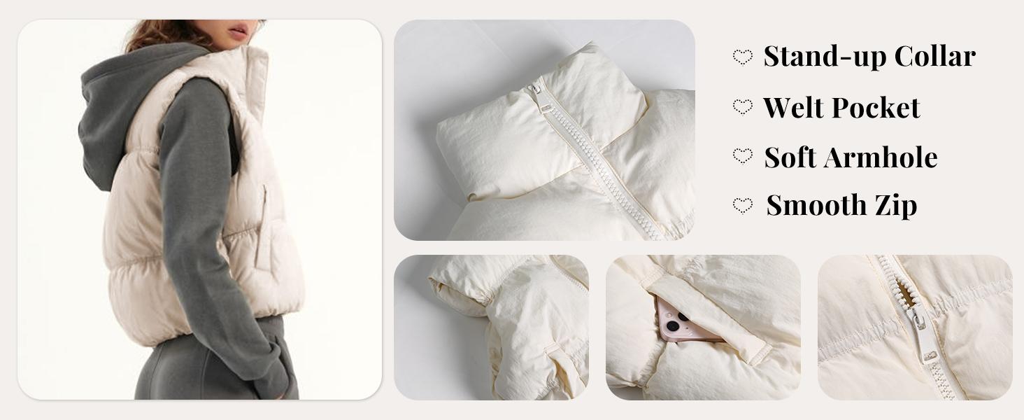 Tanming Women's Cropped Puffer Vest Zip Up Stand Collar Lightweight Sleeveless Padded Gilet with Pockets TikTokShopBlackFriday Tanming Women's Cropped Puffer Vest Zip Up Stand Collar Lightweight Sleeveless Padded Gilet with Pockets TikTokShopBlackFriday