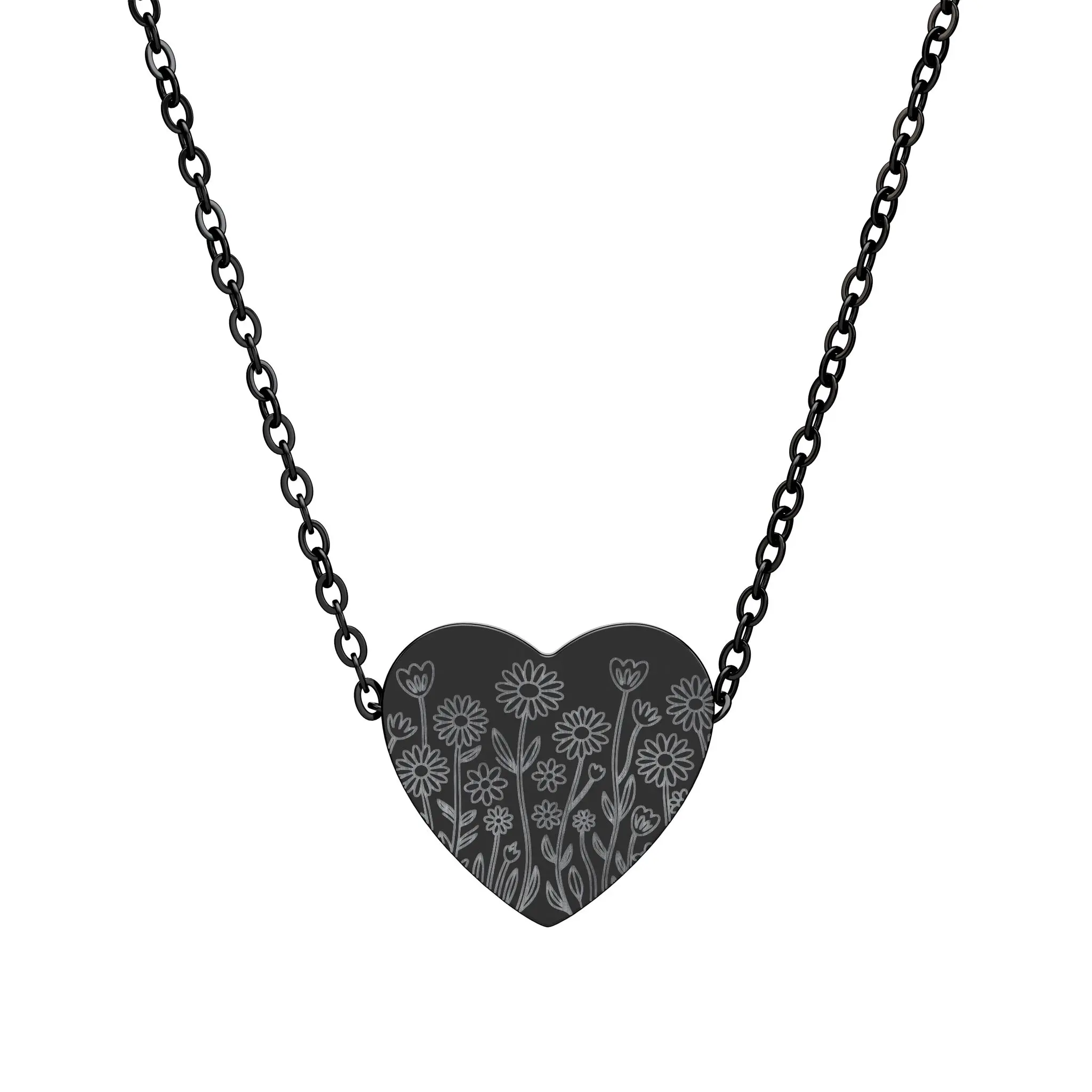 Engraved Heart Necklace | Personalized Heart Pendant Necklace