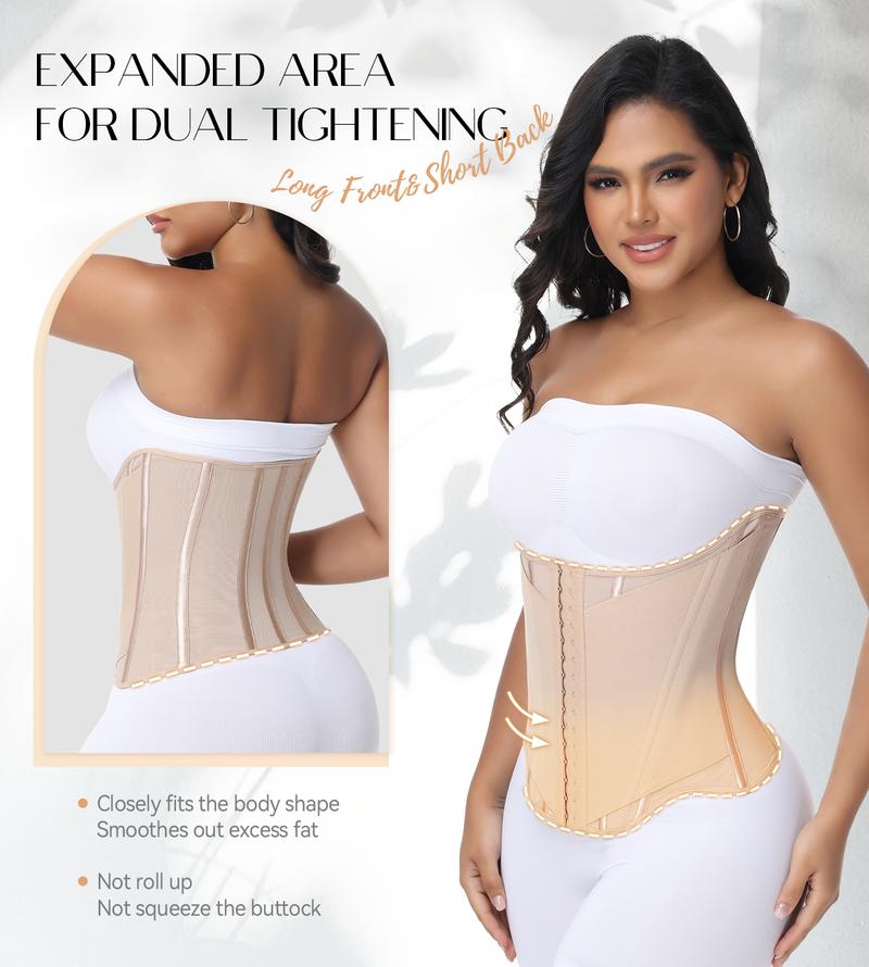 SHAPSHE Women's U-Shaped Tummy Control Waist Shapewear with Hooks & Double-Layer Fabric 13 Steel Bones for Strong Support