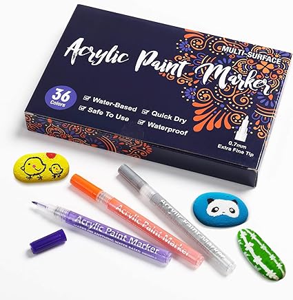 BASIC SUPPLY New Gabrie Extra Fine Tip Acrylic Paint Markers Set OF 36