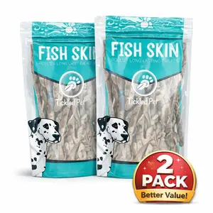 TickledPet Dog Training Treats - Icelandic Wild Caught Cod - Dehydrated Dog Treats, Fresh Fish Icelandic Dog Treats Single Ingredient Grain Free Chews Omega-3s 6 oz, Fresh Fish Cod Skin Dog Treats - Pack of 2