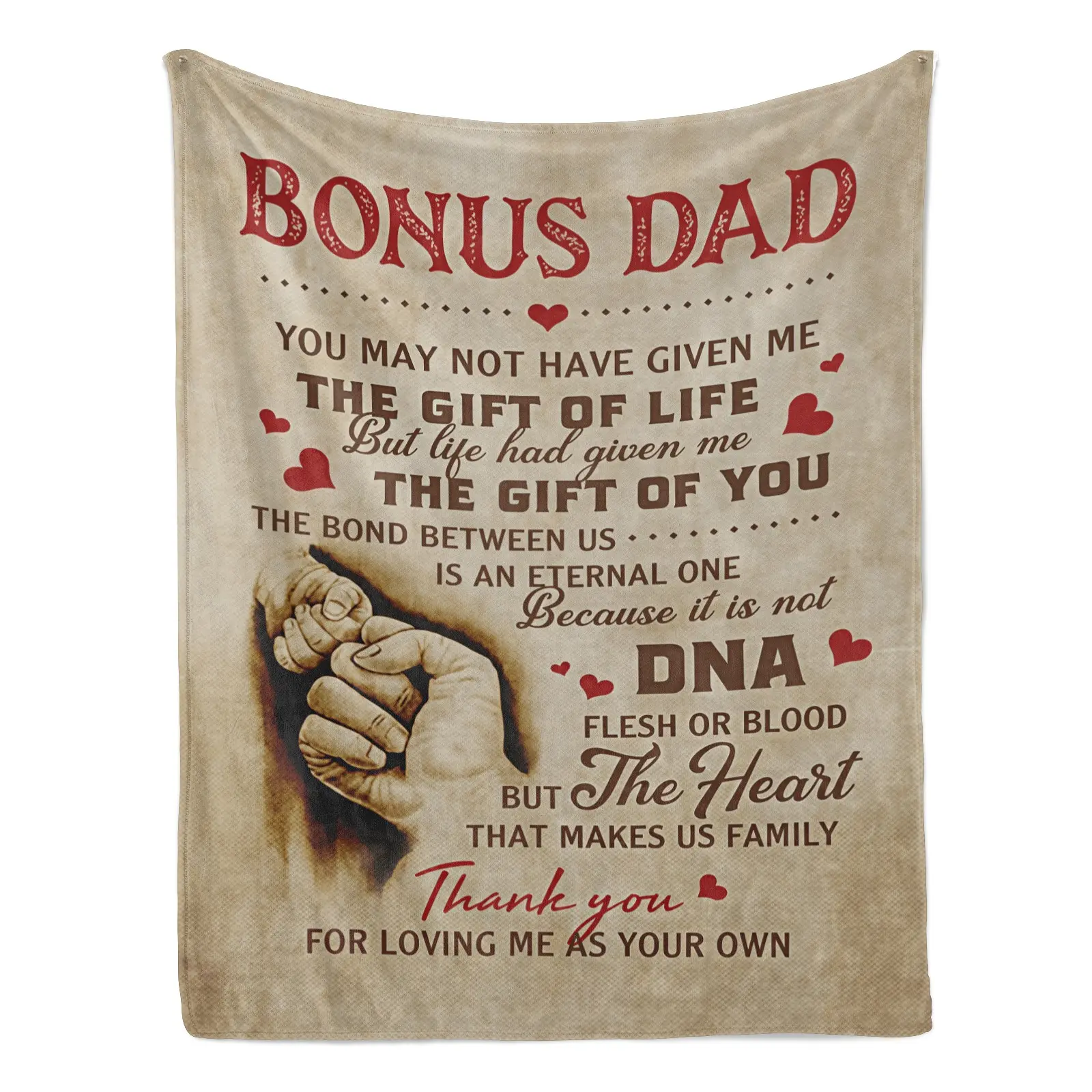 Soft Cozy Flannel Throw Blanket - Personalized Custom Text Graphic, Child-Friendly Multi-Size with Heartwarming Message, Blanket Gifts for Bonus Dad, Decorative Family Flannel Slogan Home Decor Essential, Decorative Blanket