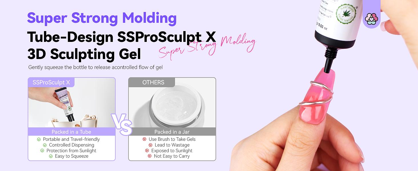 SAVILAND 3D Nail Gel & Chrome Powder Kit: Includes 3D Sculpting Gel Chrome Powder For Gel Nail Art Perfect For Home Manicures And DIY Nail Decoration